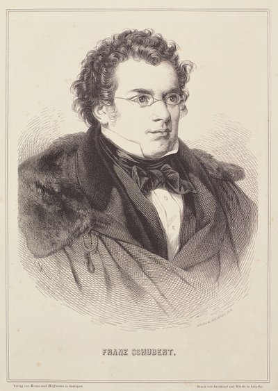 Portrett av Franz Schubert (1768-1827) av German School