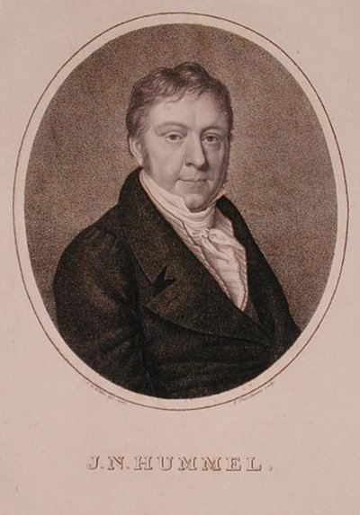 Portrett av Johann Nepomuk Hummel (1778-1837) gravert av F. Fleischmann av German School