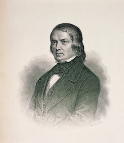 Portrett av Robert Schumann (1810-56) av German School