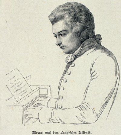 Portrett av Wolfgang Amadeus Mozart (1756-91) av German School
