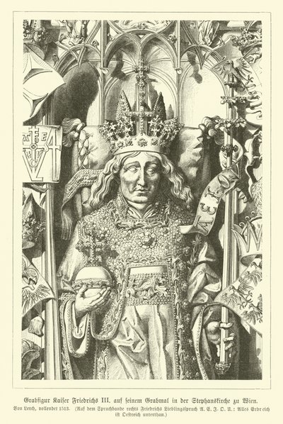 Portrett av den hellige romerske keiser Frederick III, fra graven hans i Stefansdomen, Wien (gravering) av German School