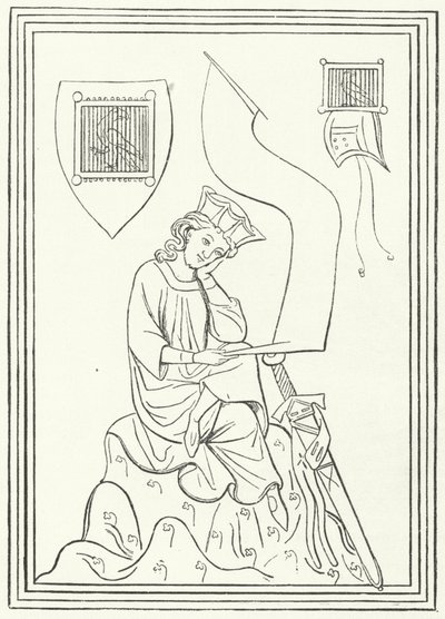 Portrett av den mellomhøytyske lyriske poeten Walther von der Vogelweide fra Codex Manesse (gravering) av German School