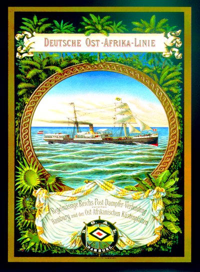 Plakat som annonserer den tyske Øst-Afrika-linjen, 1890 av German School