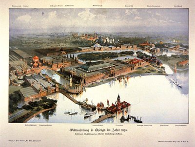 Plakat for verdensutstillingen i Chicago i 1893 (litho i farger) av German School
