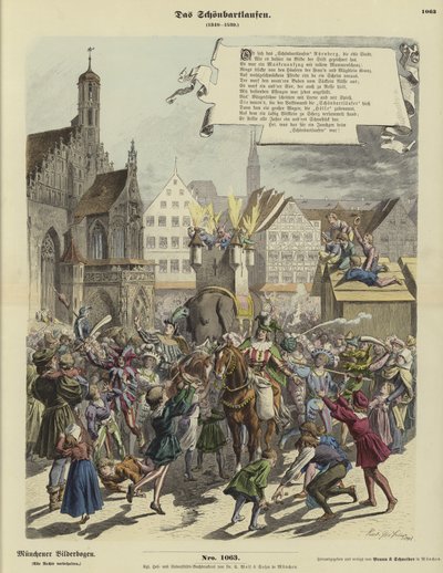Prosesjon av Schoenbartlaufen, Nürnberg, Tyskland, 1349-1539 av German School