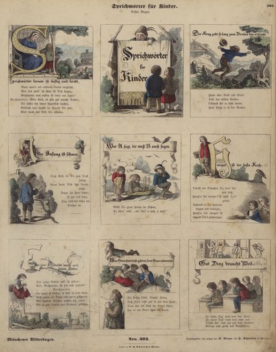 Ordspråk for barn (farget gravering) av German School