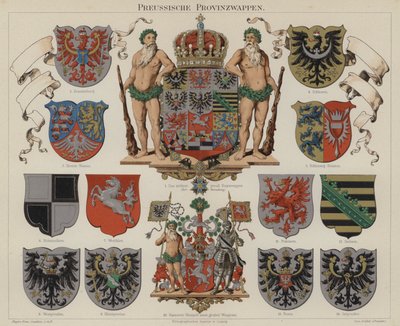 Prøyssiske provinsielle våpenskjold (farge litho) av German School