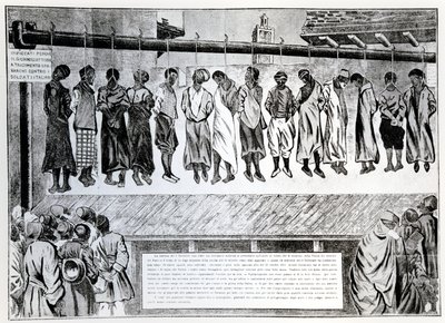 Offentlig henrettelse av borgere i Tripoli, som motsatte seg den italienske invasjonen i 1911, fra Simplicissimus magazine, 1912 av German School
