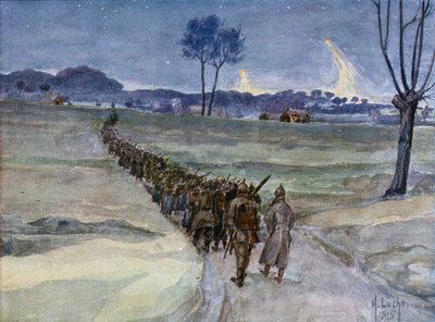 Erstatninger ankommer for skyttergravene, Ypres av German School