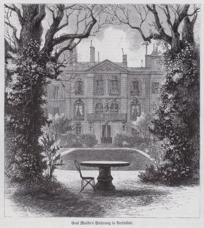 Bolig for feltmarskalk Helmuth von Moltke, seirende sjef for de prøyssiske hærene i den fransk-prøyssiske krigen, Versailles, Frankrike (gravering) av German School