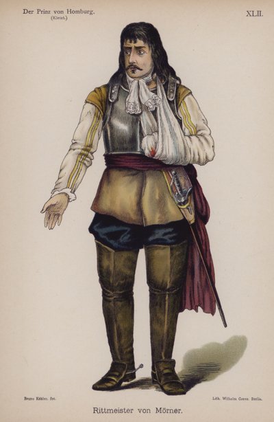 Rittmeister von Moerner, fra Der Prinz von Homburg (Prinsen av Homburg) av Heinrich von Kleist (farge litho) av German School