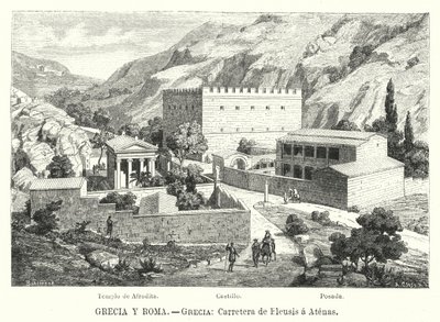 Veien fra Eleusis til Athen, Hellas (litho) av German School
