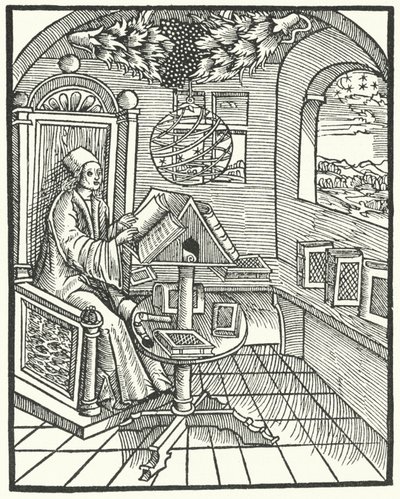 Rominteriør med en lærd på jobb, c1500 av German School
