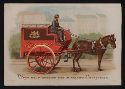 Royal Mail varebil, julehilsen, sent på 1800- eller tidlig på 1900-tallet (chromolitho) av German School