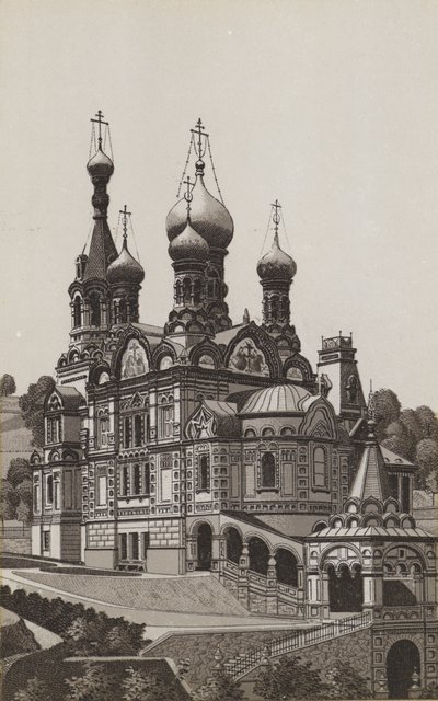 russisk kirke (litho) av German School