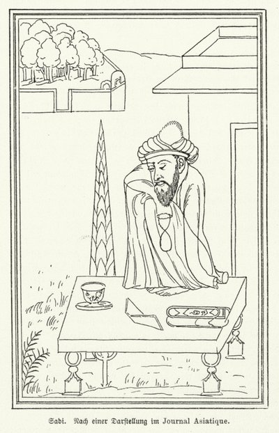 Saadi Shirazi , persisk poet (litho) av German School