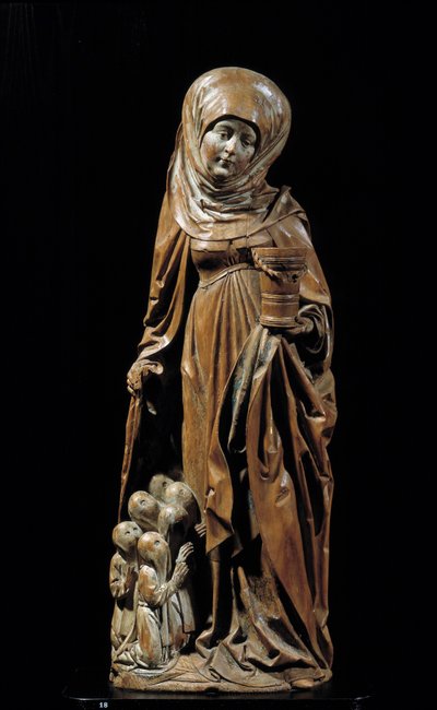 Saint Martha and the penitents Polykrom treskulptur av German School