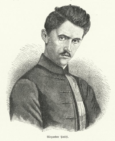 Vakker Petofi, ungarsk poet (Litho) av German School