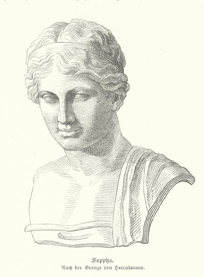 Sappho , gammel gresk poet (gravering) av German School