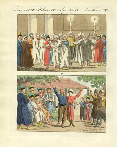 Scener av Tauria eller av quondam Krim (farget gravering) av German School
