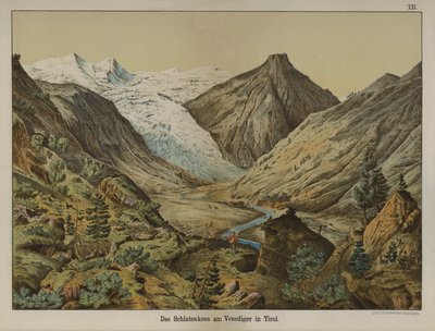 Schlatenkees-breen på Venediger, Tyrol, Østerrike (farge litho) av German School