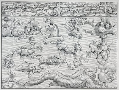 'Sea of Darkness' fra Sebastien Münsters 'Cosmographie Universalis' av German School