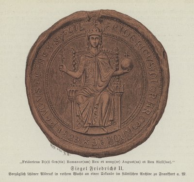 Segl fra Frederick II, den hellige romerske keiseren (farge litho) av German School