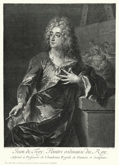 Selvportrett av den franske kunstneren Jean Francois de Troy (gravering) av German School