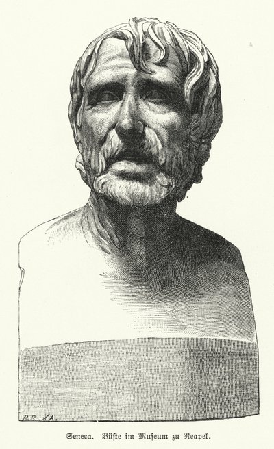 Seneca den yngre , romersk filosof, statsmann og dramatiker (litho) av German School