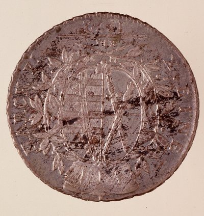 Sølvmynt (thaler) fra Sachsen: regjeringstid til Frederick Augustus I av Sachsen (Frederic Auguste I av Sachsen) (1750-1827). Diam. 3,9 cm Napoli, museo archeologico av German School