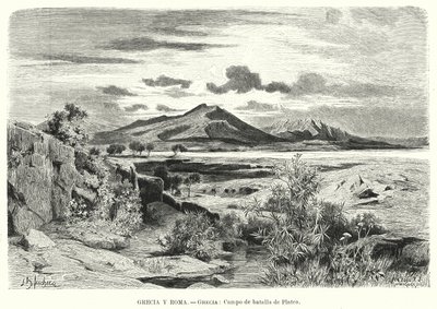 Stedet for slaget ved Plataea, Hellas (litho) av German School