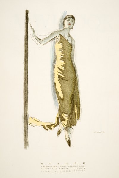 Kveld, fra Styl, utgivelsesdato 1922 (sjablongtrykk) av German School