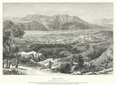 Sparta, antikkens Hellas (gravering) av German School