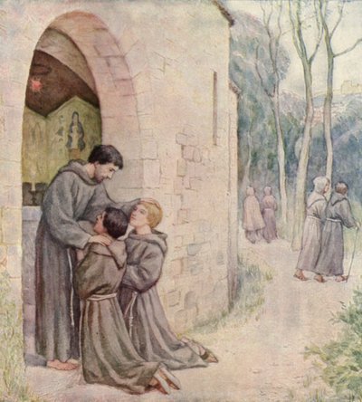 St. Frans#39; første oppdrag (fargelitografi) av German School