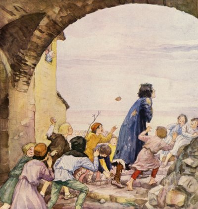 St. Frans hånet av barn (fargelitografi) av German School