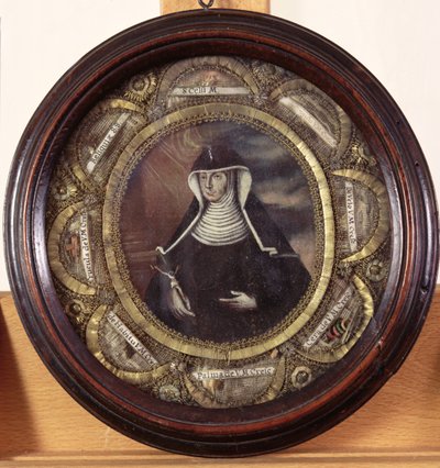 St. Maria Crescentia Hoess (1682-1744) omgitt av relikvier fra helgenen av German School