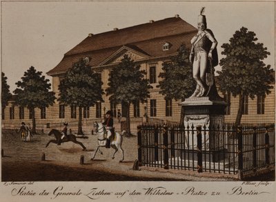 Statue av general von Ziethen i Wilhelm Platz, Berlin (fargetsning) av German School