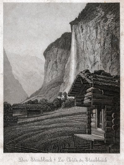 Staubbach-fossen. (gravering, ca. 1830) av German School