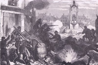 Gatekamp ved Chateaudun, Cassells historie om krigen mellom Frankrike og Tyskland utgitt av Cassell and Company Limited, ca. 1890 (litho) av German School