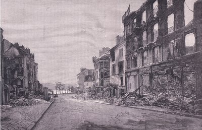 Street in St Cloud, Cassells historie om krigen mellom Frankrike og Tyskland utgitt av Cassell and Company Limited, ca. 1890 (litho) av German School
