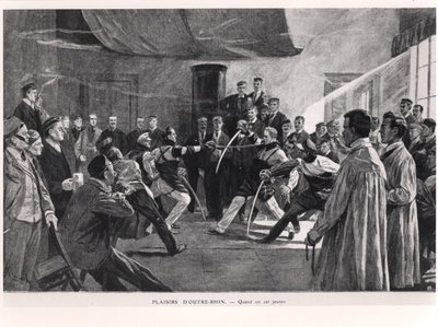 Student- eller Mensur-duell, tidlig på 1900-tallet av German School