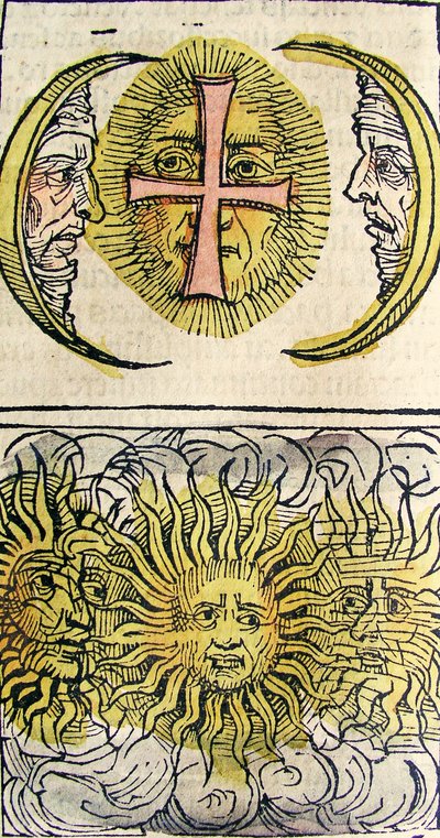 Sun Dogs and Moon Dogs, publisert i Nuremberg Chronicle, 1493 av German School