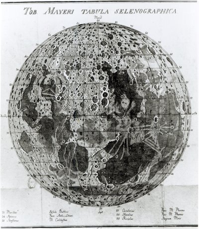 Surface of the Moon, illustrasjon fra Selenotopographische Fragmente av Johann Hieronymus Schroeter, utgitt i 1791 av German School