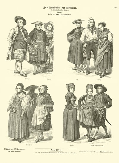 Sveitsiske kostymer, sent på 1700-tallet (gravering) av German School