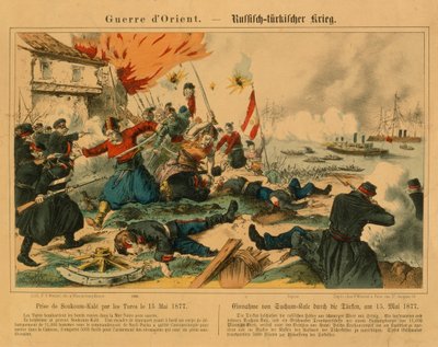 Inntak av Suchum-Kale av tyrkerne under den russisk-tyrkiske krigen, 15. mai 1877, utgitt av F.C. Wentzel, Weissenburg, 1877 av German School