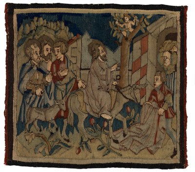 Tapetpanel med scener fra lidenskapen fra et antependium, fra Øvre Rheinland (ull og lin) av German School