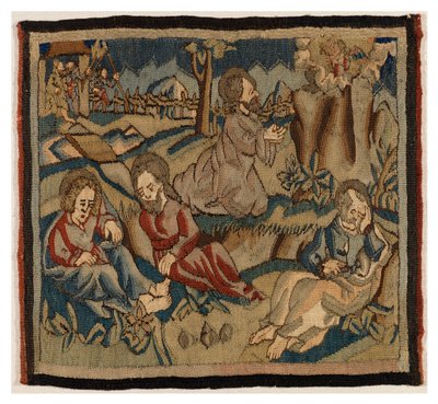 Tapetpanel med scener fra lidenskapen fra et antependium, fra Øvre Rheinland (ull og lin) av German School
