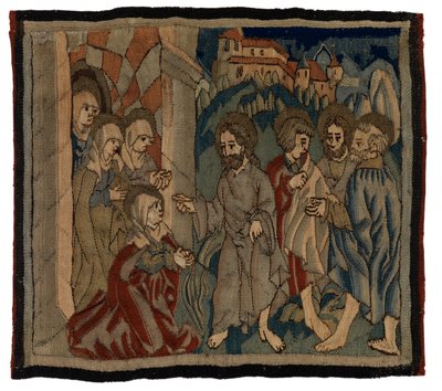 Tapetpanel med scener fra lidenskapen fra et antependium, fra Øvre Rheinland (ull og lin) av German School