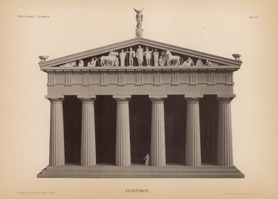 Zeus tempel, Olympia, Hellas (litho) av German School