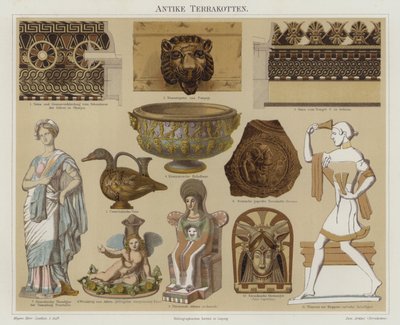 Terracotta antikviteter (farge litho) av German School